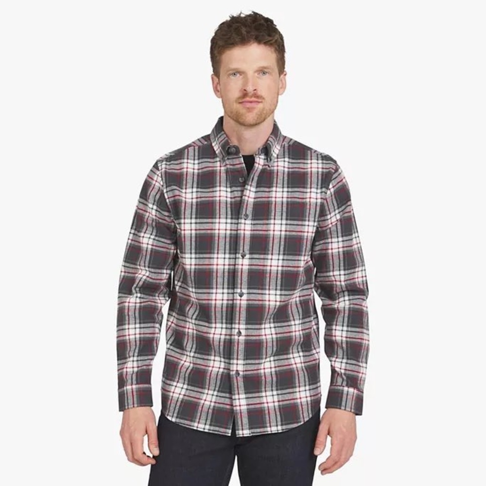 NWT Eddie Bauer Mens Field Flannel Flex 2.0 Shirt Carbon Plaid Size S New